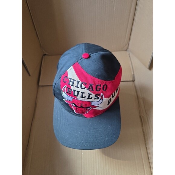 Vintage Chicago Bulls NBA Basketball Hat Cap Black Red Snapback Twins - Picture 2 of 12